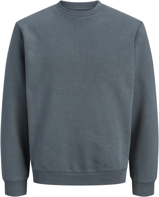 Donkerblauwe effen sweater met ronde hals en lange mouwen.