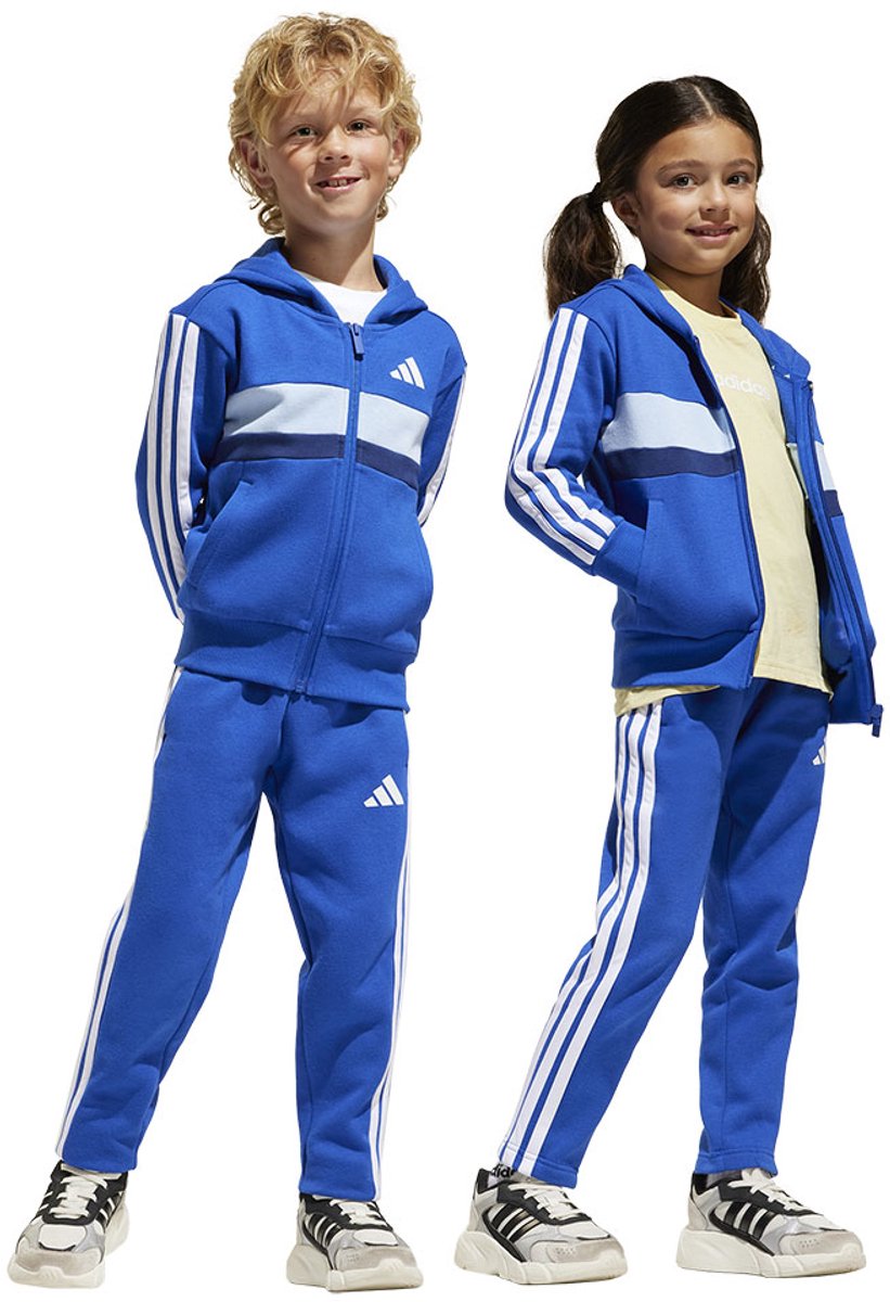 Adidas Seasonal Essentials Tiberio 3 Stripes Fleece Trainingspak 7-8 Years Kinderen Blauw