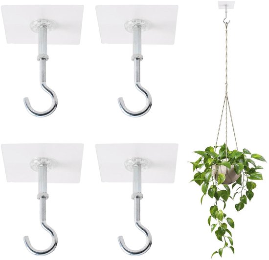 Robuuste Zelfklevende Plafondhaak - Sterke Kleverige Haken Zonder Boren Voor Planten, Lampen En Decoraties