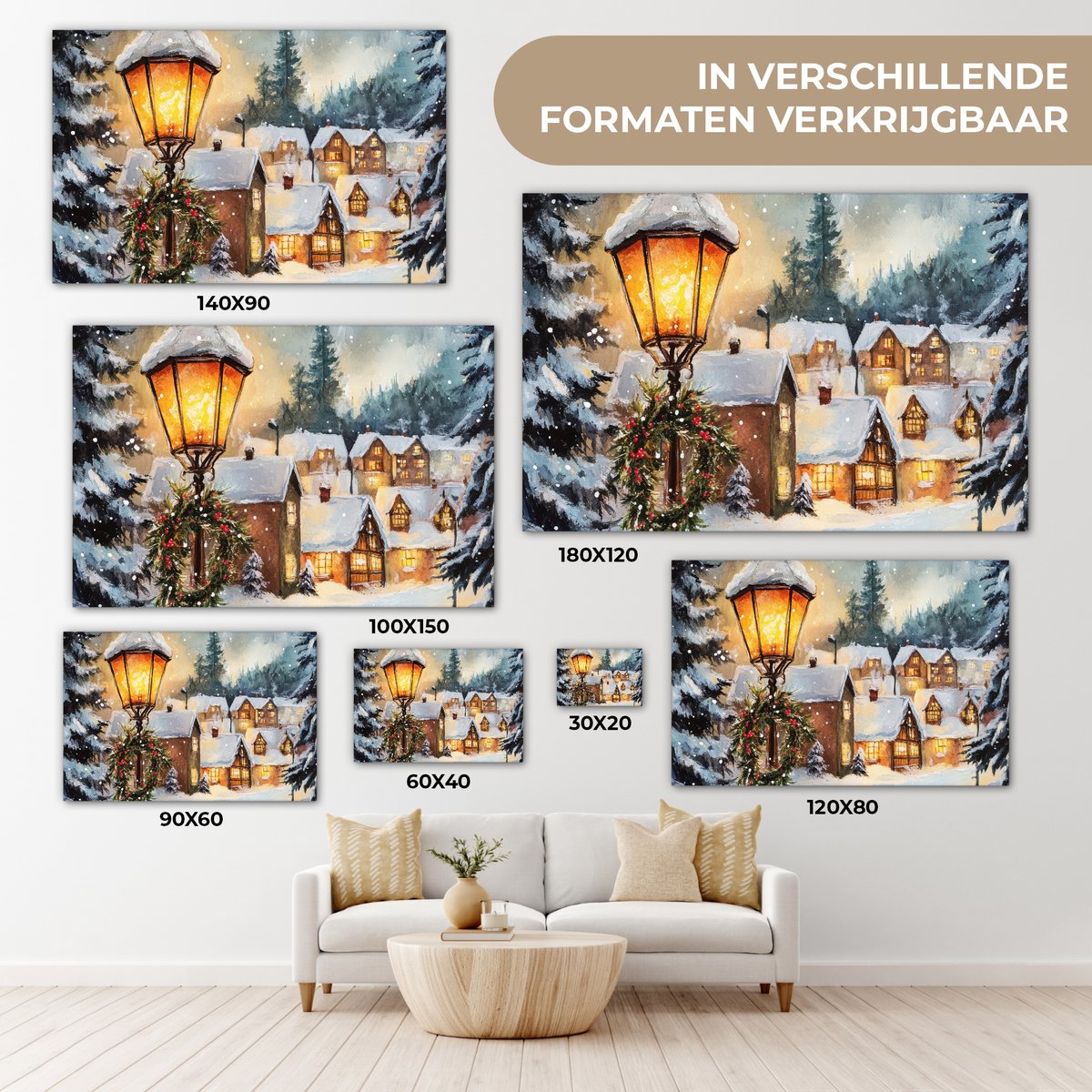 Canvas schilderij 120x80 cm - Wanddecoratie Kerstdorp - Huizen - Sneeuw - Kerst - Muurdecoratie woonkamer - Slaapkamer decoratie - Kamer accessoires - Schilderijen op canvas - Kerstdecoratie voor binnen - Kerstversiering - Kerstmis versiering – foto 8
