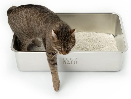 Roestvrijstalen kattenbak met deksel, SUS304 metalen kattenbakken, ingesloten extra grote kattenbak met hoge wand, Jumbo kattentoilet met drievoudig pedaal, niet plakkerig, anti-lekkage (XL paars