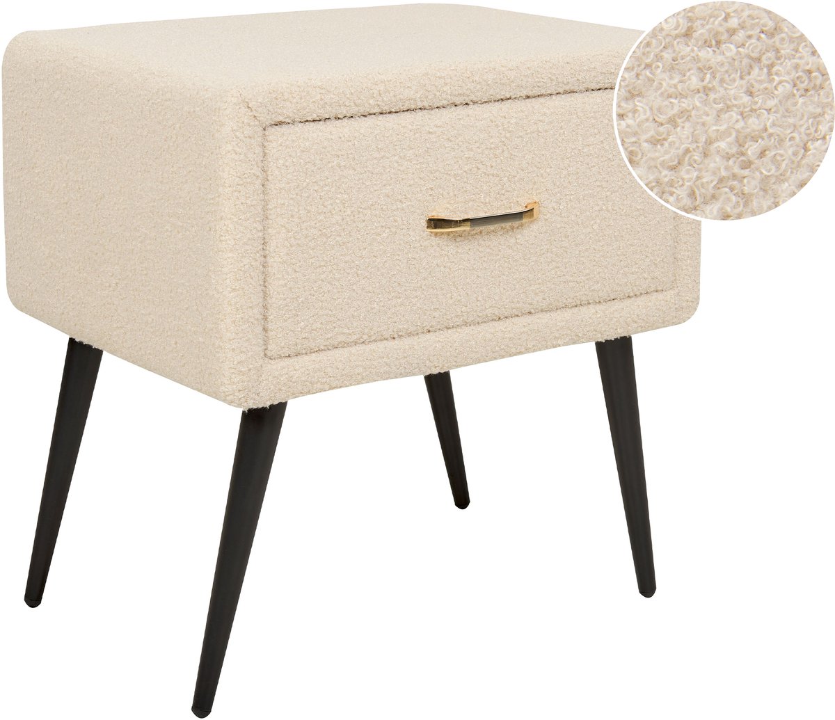 Beliani FLAYAT - Nachtkastje - Lichtbeige - Bouclé