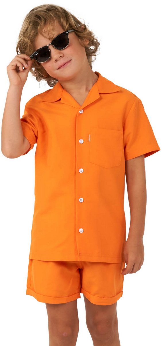 OppoSuits Kids The Orange - Jongens Zomer Set - Bevat Shirt En Shorts - Koningsdag - Oranje - Maat: EU 110/116 - 6 Jaar