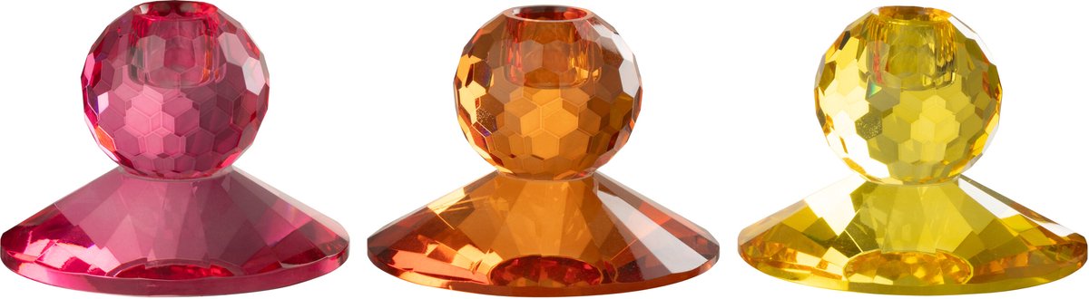 J-Line kaarshouder - glas - mix - 3 stuks Oranje - Geel