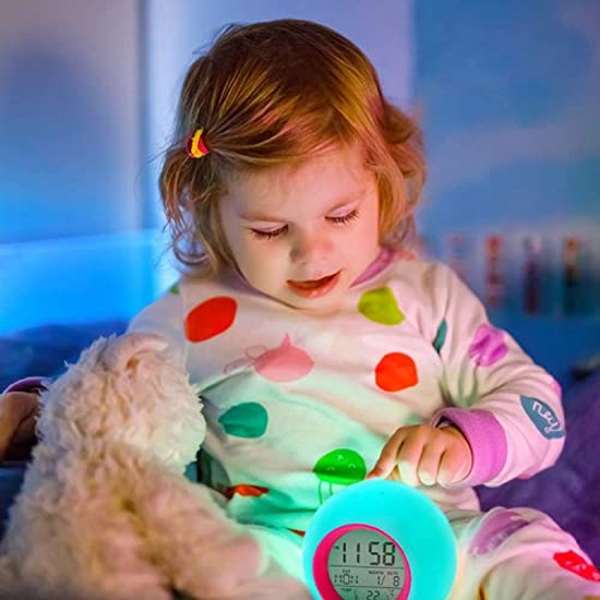 Digitale kinderwekker met licht en projectie voor jongens en meisjes - 7 kleuren, schattige nachtlampje, perfect cadeau voor kinderen — afbeelding 3