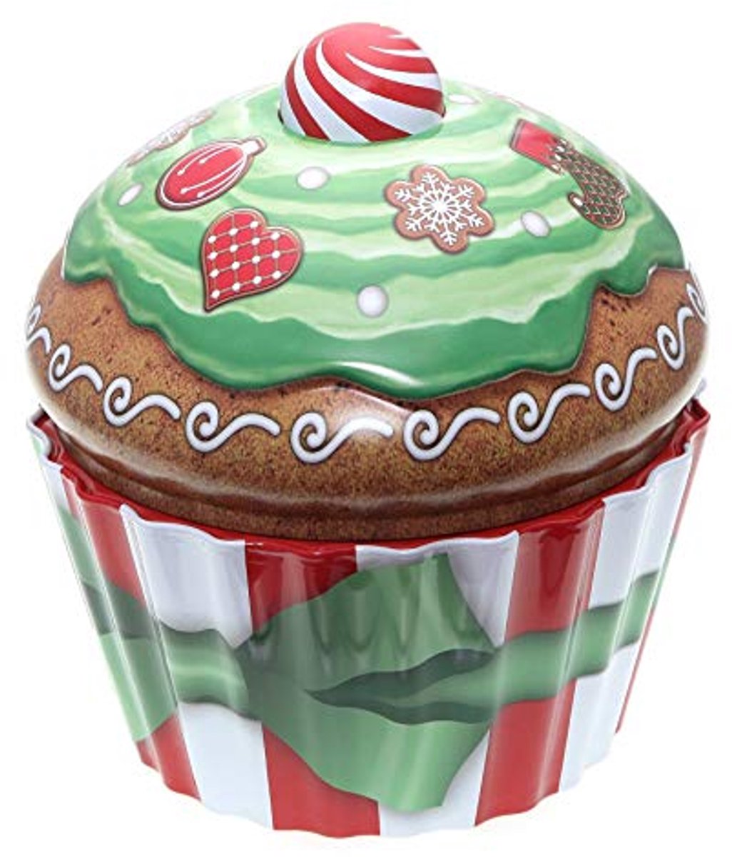 Cupcake Doos Kerstmis - Decoratieve Koektrommel en Muffinblik
