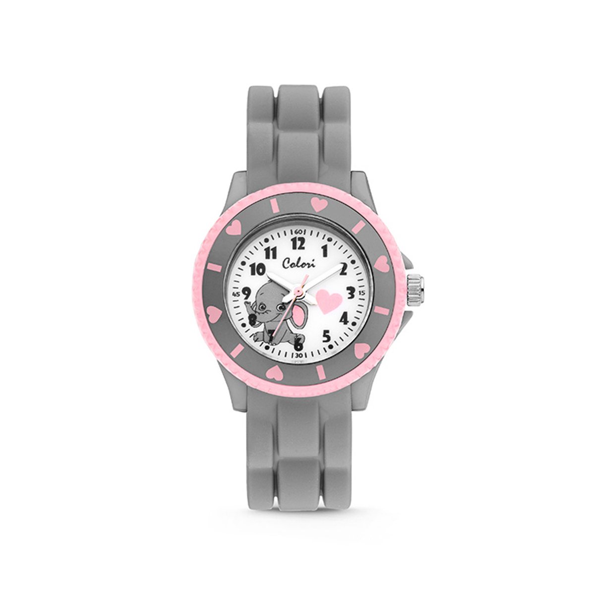 Colori Kidz 5-CLK113 Kinderhorloge met Olifant - Siliconen Band - Ø 30 mm - Grijs