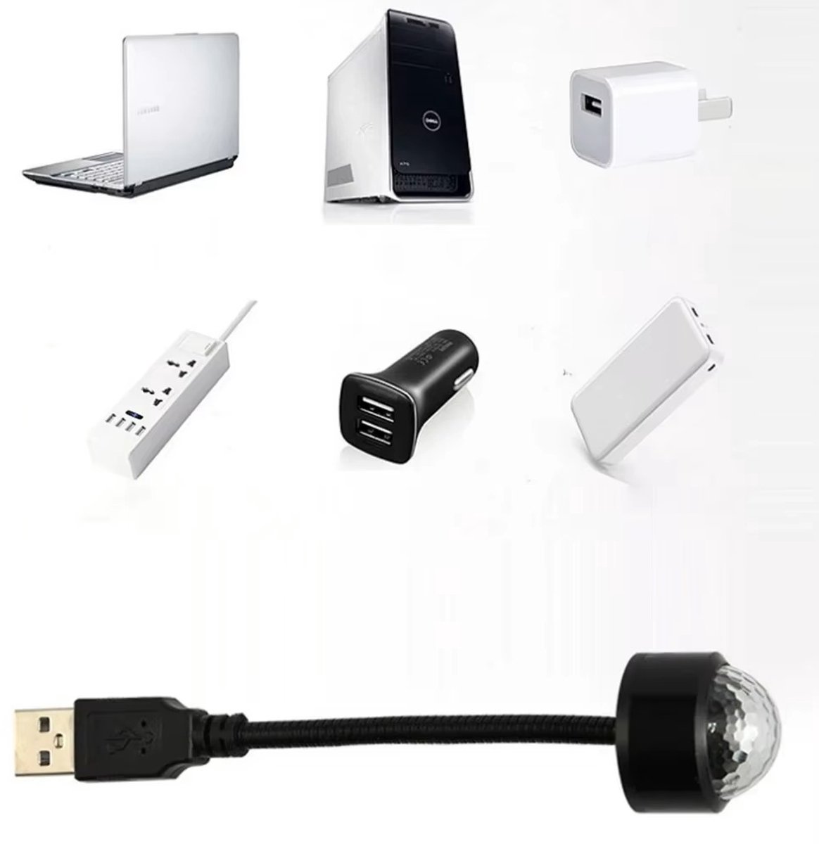 Mini LED Disco Nachtlampje Projector – USB Sfeerlamp plug-and-play ontwerp en USB-aansluiting - flexibele metalen hals – foto 3