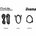 Stroom-, HDMI- en USB-C-kabels voor de Iiyama ProLite X3270QSU monitor.
