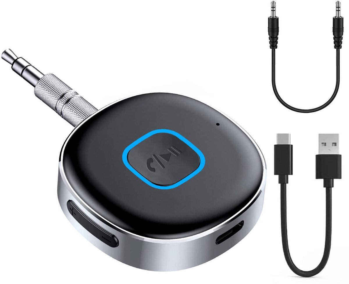 Ynkkvre - Bluetooth 5.0 adapter met microfoon - draadloze 3,5 mm aux adapter voor auto-audiosystemen, koptelefoons, luidsprekers en thuisstereo