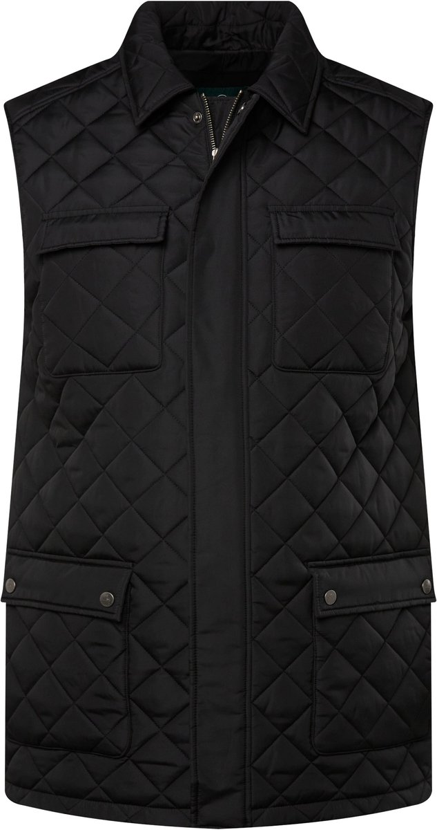 Boston Park - Heren - Doorgestikte bodywarmer overhemdkraag - Zwart - Maat 5XL