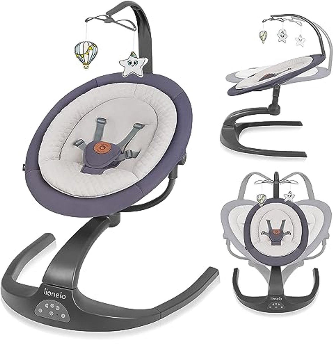 Image of 2-in-1 Schommelwieg met Afstandsbediening en Draaibare Stoel voor Baby's