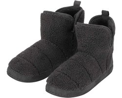 Apollo Heren Sloffen - antraciet - teddy stof - pantoffels - antislip zool - hoog model 45-46