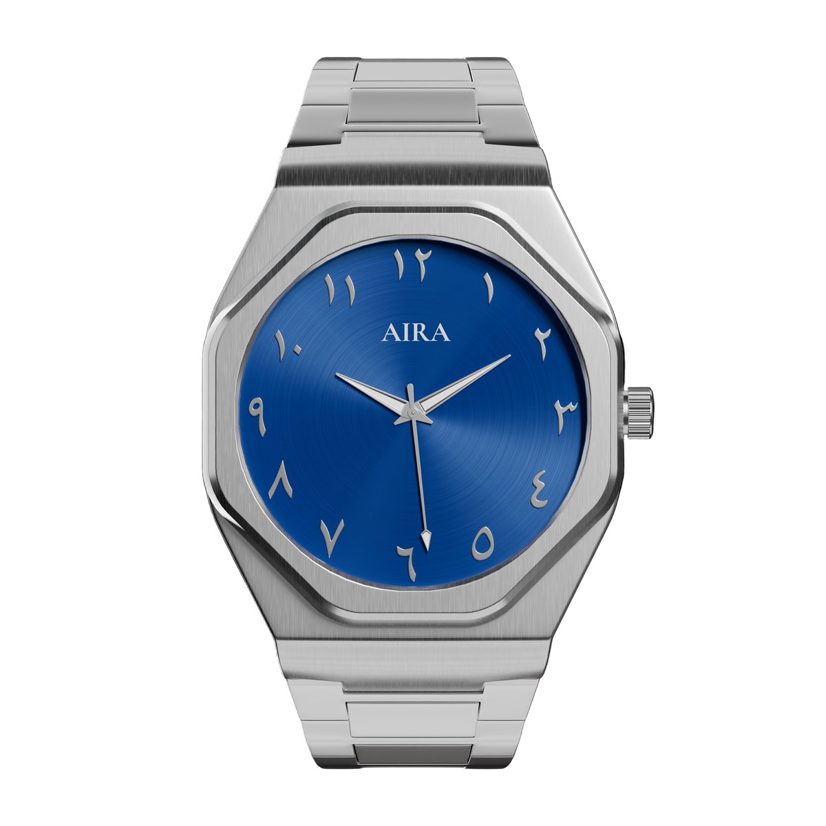 AIRA Layl Azure Heren Horloge - Waterdicht - Analoog - Quartz uurwerk - Roestvrijstaal met Arabische Wijzerplaat - Blauw - 41mm