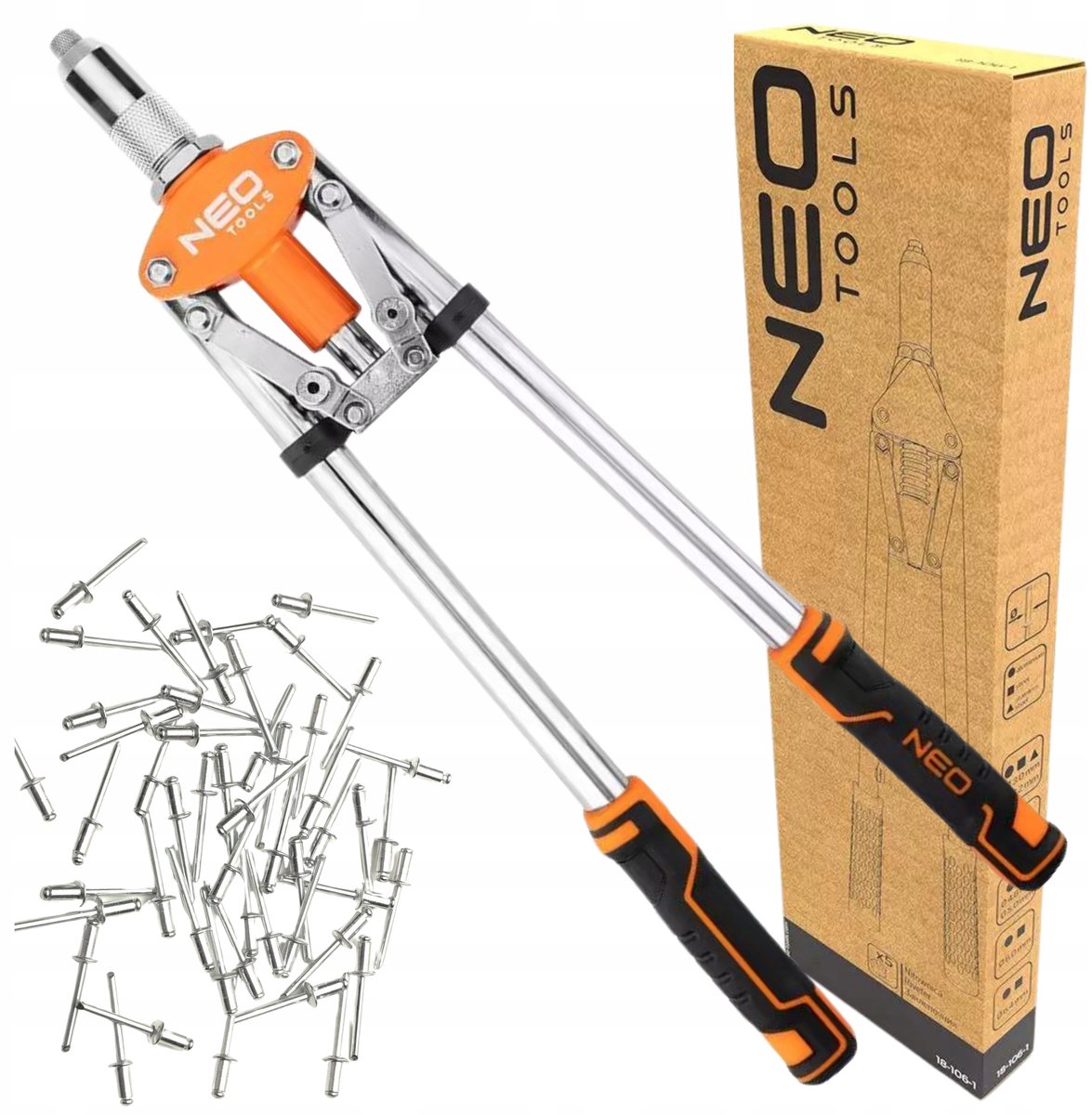 NEO Klinknageltang Set met 300 Aluminium Klinknagels
