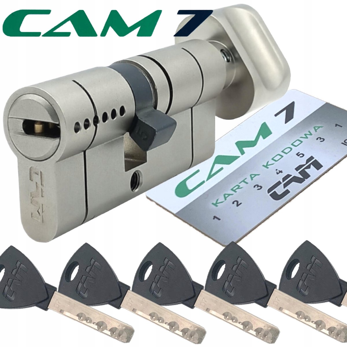 Cilinder met knop CAM7 G45/35, 5 sleutels, anti-inbraak