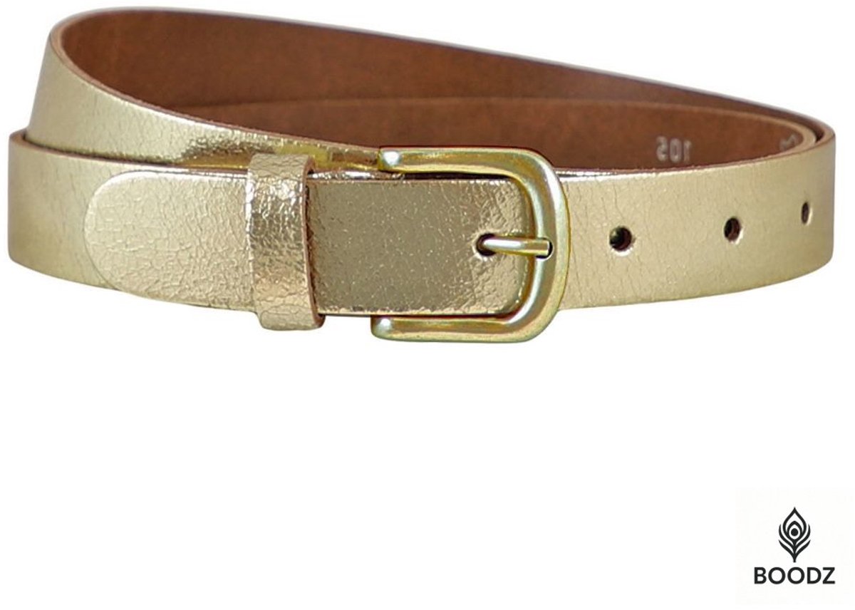 Boodz Leren Riem 3 cm Metallic Goud | Maat 85