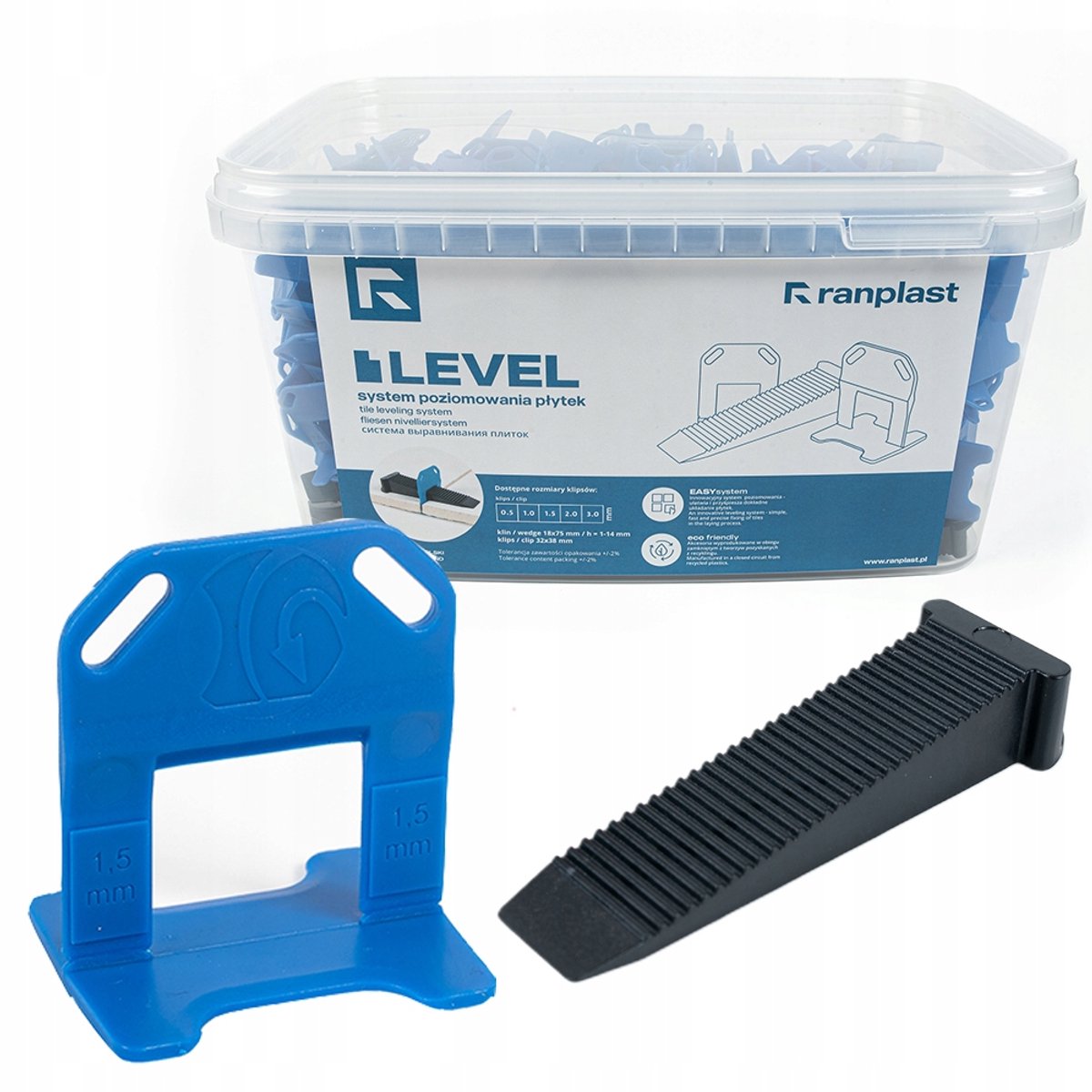 Ranplast Tegel Levelling Systeem 1,5mm: 300 Clips + 50 Wiggen
