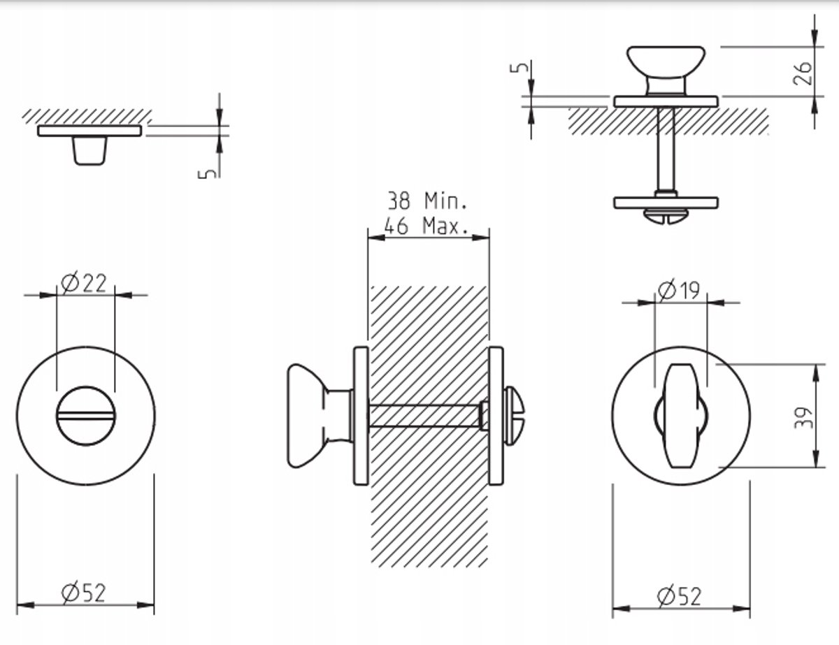 Tupai WC Rozet 4041 5S-160 PVD Mat Koper met WC-slot