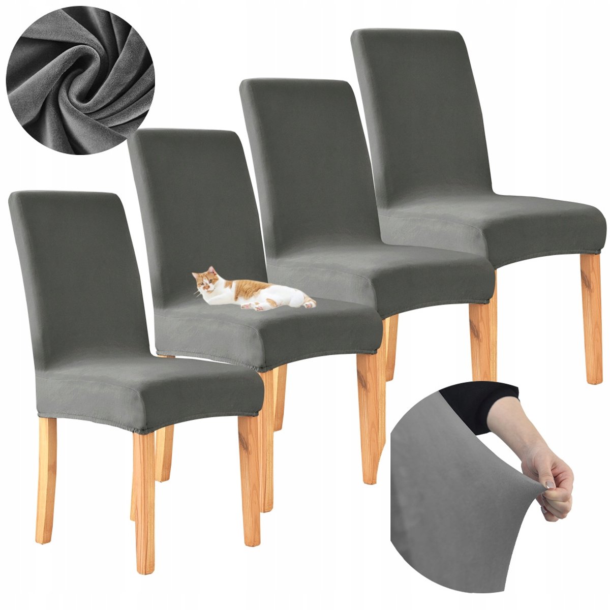 4x Stoelhoes Velours Grijs - Comfortabele en Duurzame Bescherming