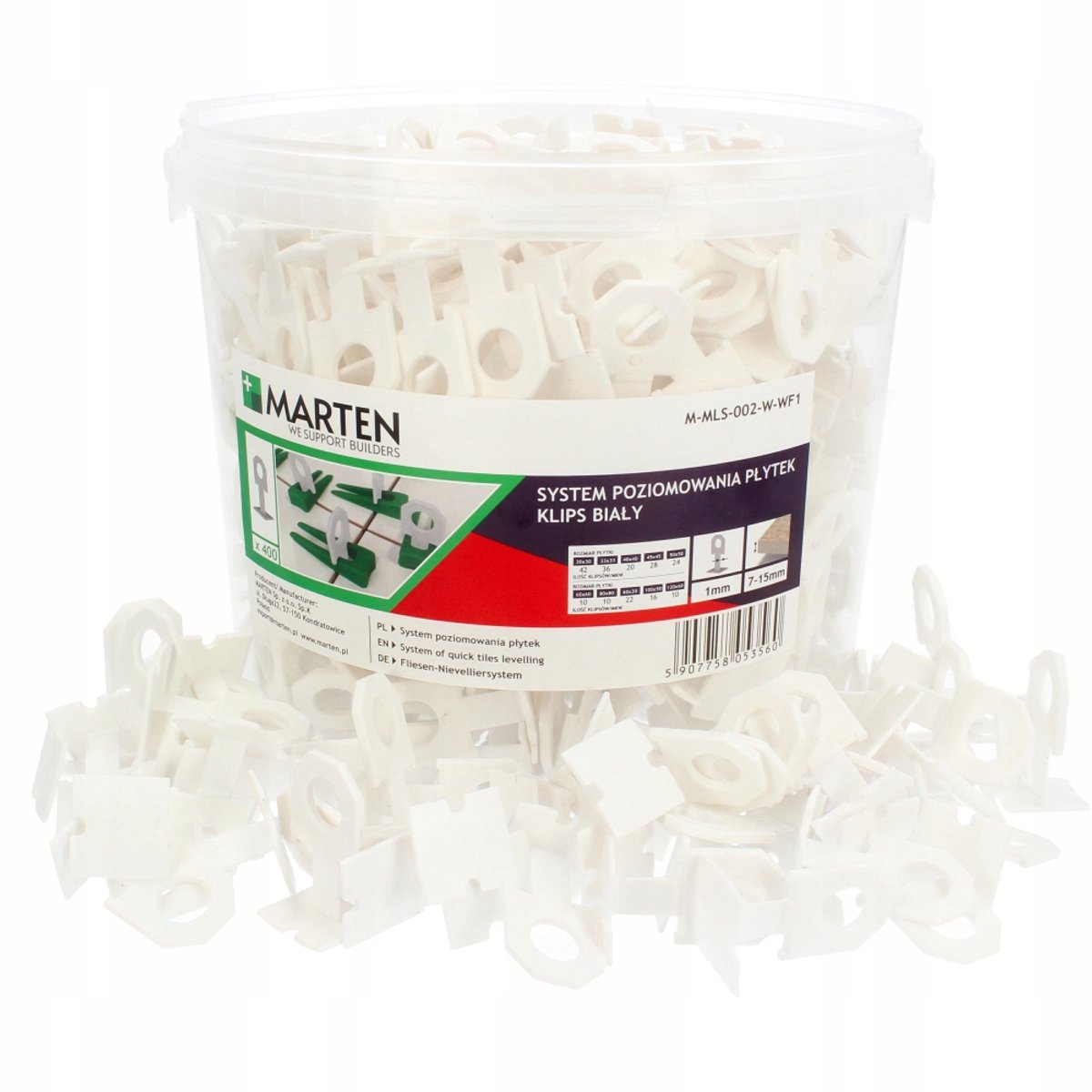 Set van 900 Tegelnivelleringsclips voor Vloer en Wand