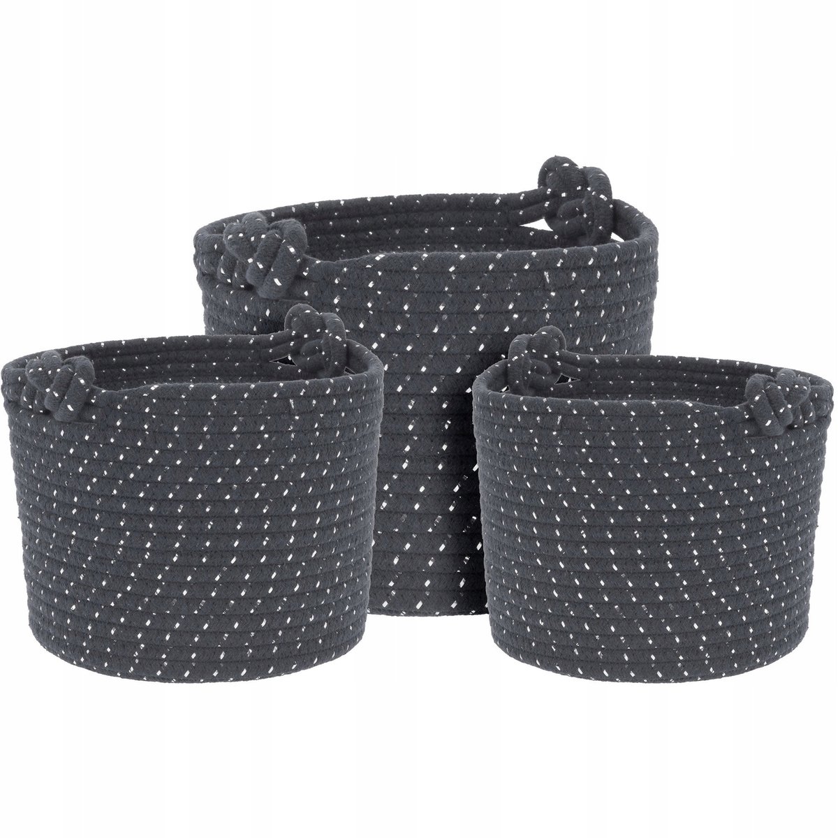 Set van 3 Grijze Touwmanden - Decoratieve Opbergmanden