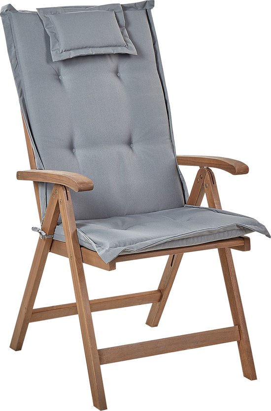 AMANTEA - Lot de 6 chaises de jardin - Marron foncé/ Grijs - Bois d'acacia