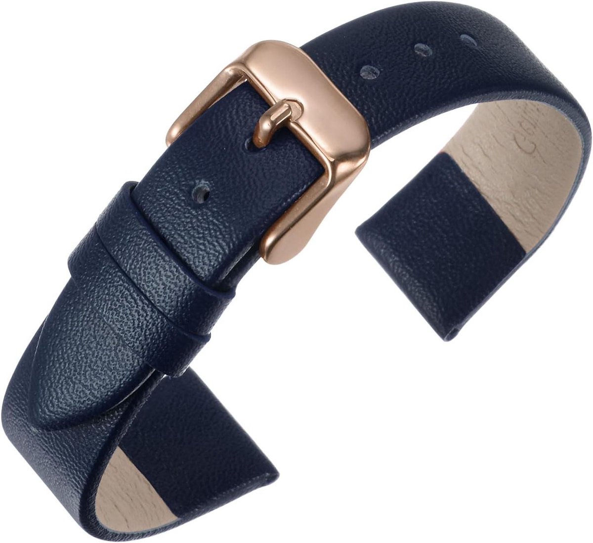 22 mm leren horlogebandje met roestvrijstalen gesp in donkerblauw - vintage reservearmband voor horloge-smartwatch - unisex.