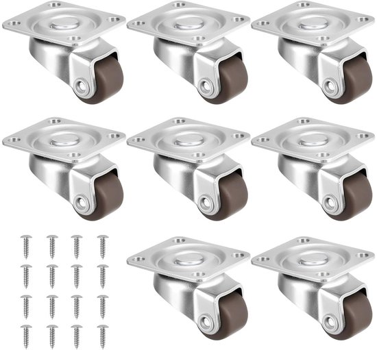 HRB 4 stuks meubelwielen, transportwielen, totale draagkracht 400 kg (2
