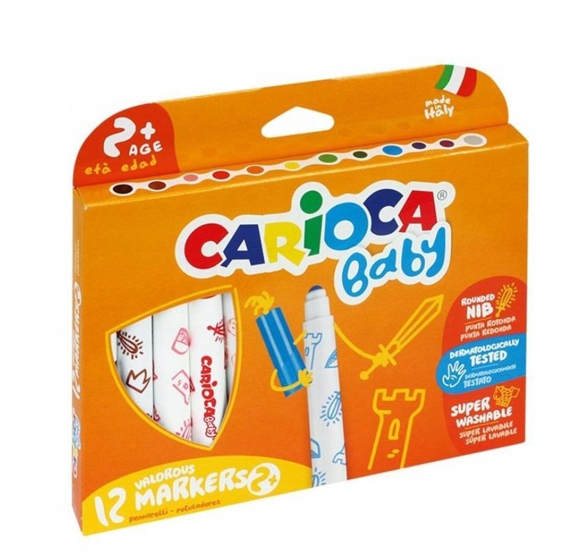 Carioca Maxi Baby Stiften Set - 12 Levendige Kleuren voor Kinderen