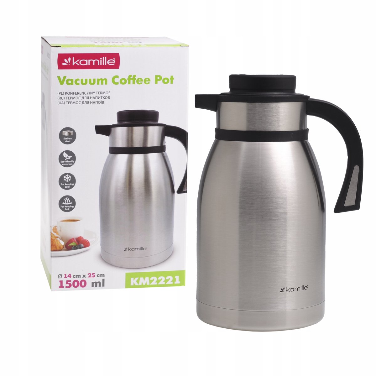 Kamille Thermoskan 1,5L - RVS, Lekvrij, Warm/Koud 8-10u