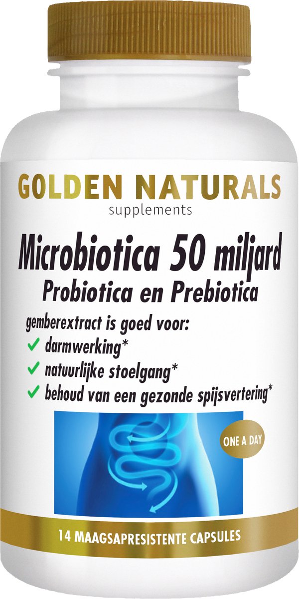 Golden Naturals Microbiotica 50 miljard (14 veganistische maagsapresistente capsules)