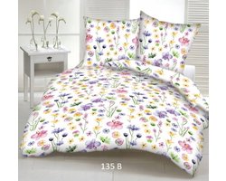 Kora Dekbedovertrek 200x220 Wit Bloemenprint - 100% Katoen