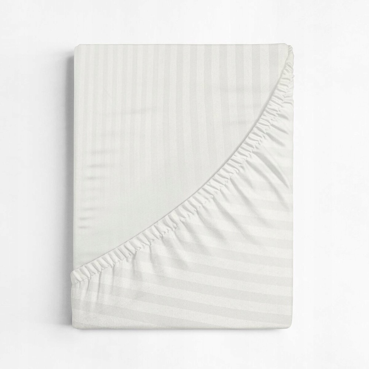 Crème jacquard hoeslaken 100x200, verticale strepen