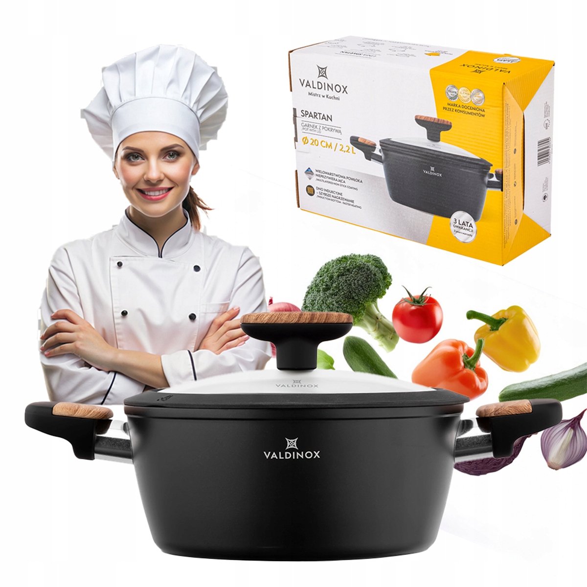 Valdinox Spartan Inductie Pan met Deksel - Zwart, 20cm, 2.2L