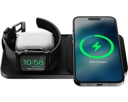 Nomad Base One Max Qi2 Oplader 3rd Gen – Draadloos Opladen tot 15W – Met Apple Watch Snellader & AirPods Oplaadplek – Stof- en Krasbestendige TPU Oplaadbasis - Zwart