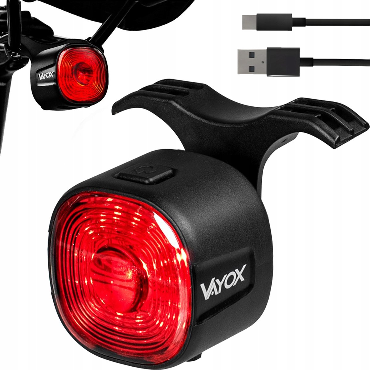 Slanke Fietslamp Achter Rood USB-C Waterdicht 60u