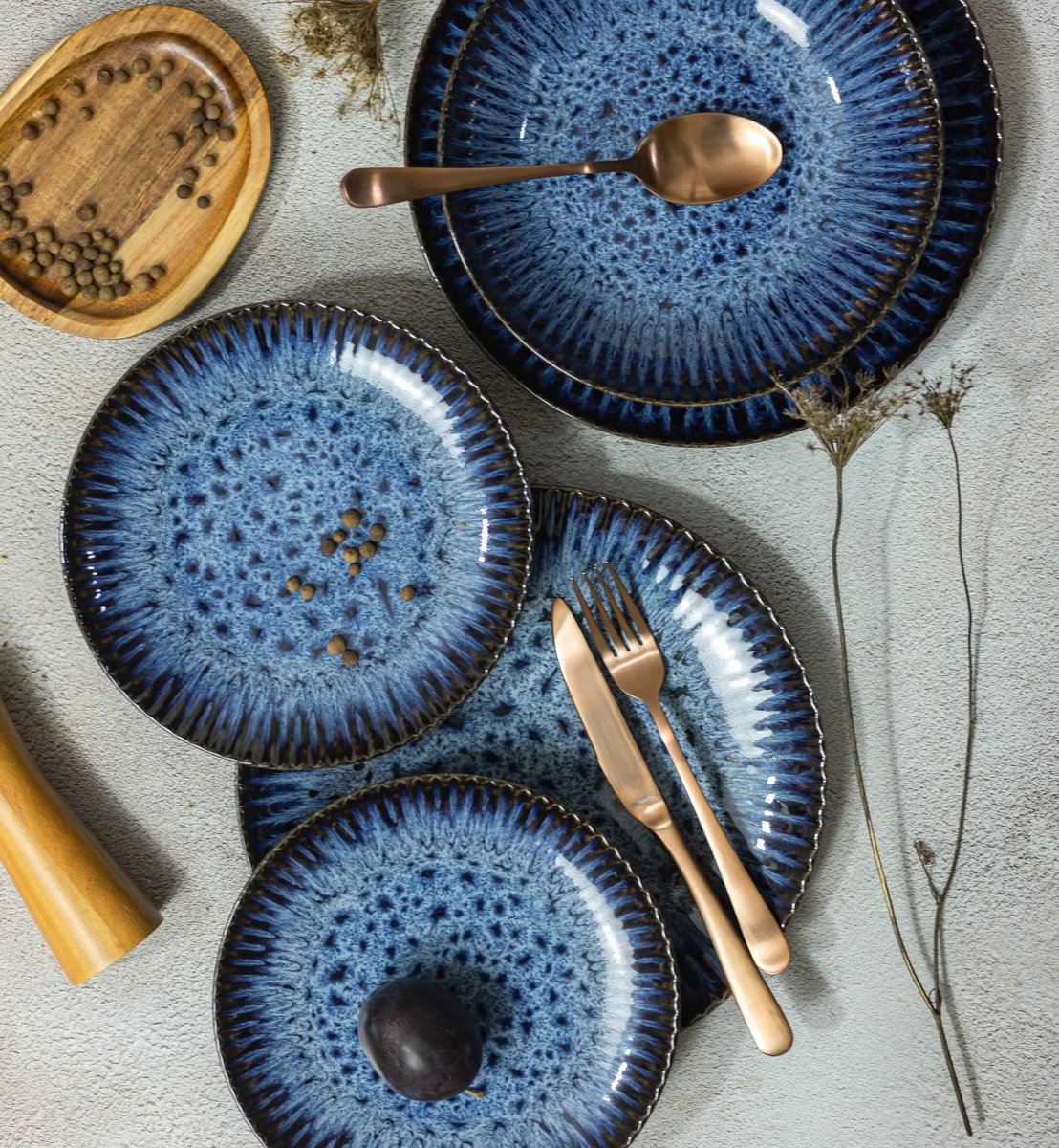Lubiana Cosmos Servies 18-delig Blauw/Grijs voor 6 personen