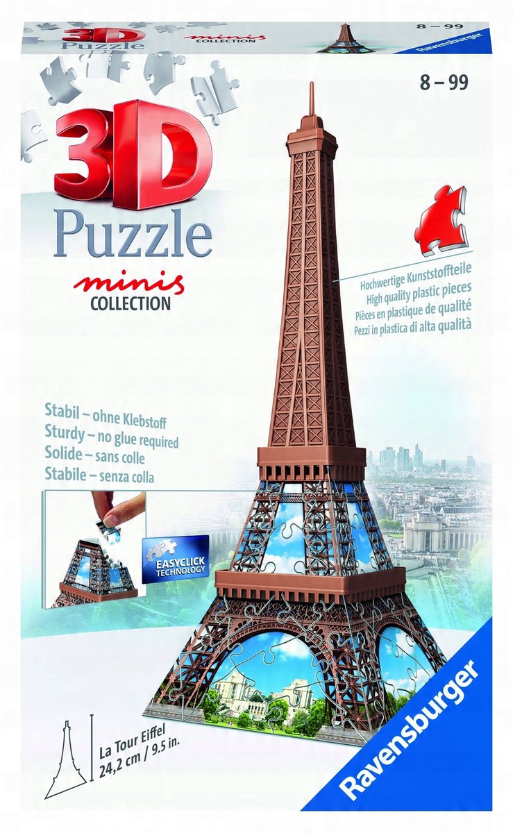 Ravensburger 3D Minipuzzel - Eiffelpoorten 54 stukjes
