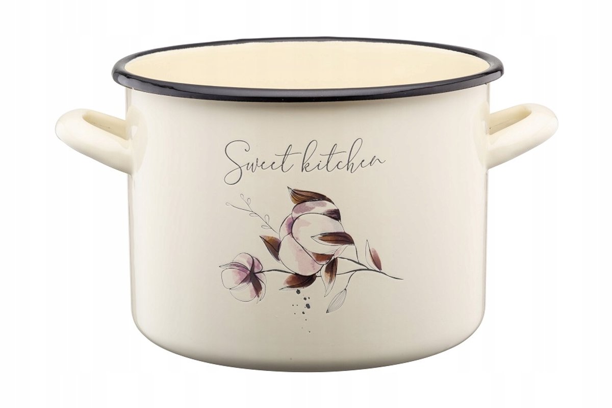 Galicja Flores Emaille Pan 20cm 4,4L - Decoratieve Bloemendecoratie