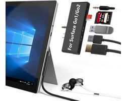 For Surface Go Hub Docking Station for Surface Go/Go2/Go3//Go4, 7-in-2 Surface Go Hub Adapter with 4K USB C to HDMI, 2 USB 3.0 Ports, Earphones Jack,SD/TF Card Slot