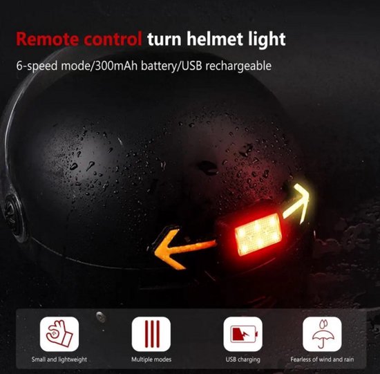 Fiets Richtingaanwijzer Voor Helm Usb Opladen Afstandsbediening Nachtrijlicht Draadloos Waarschuwingslampje Fiets Veiligheid Licht — afbeelding 5