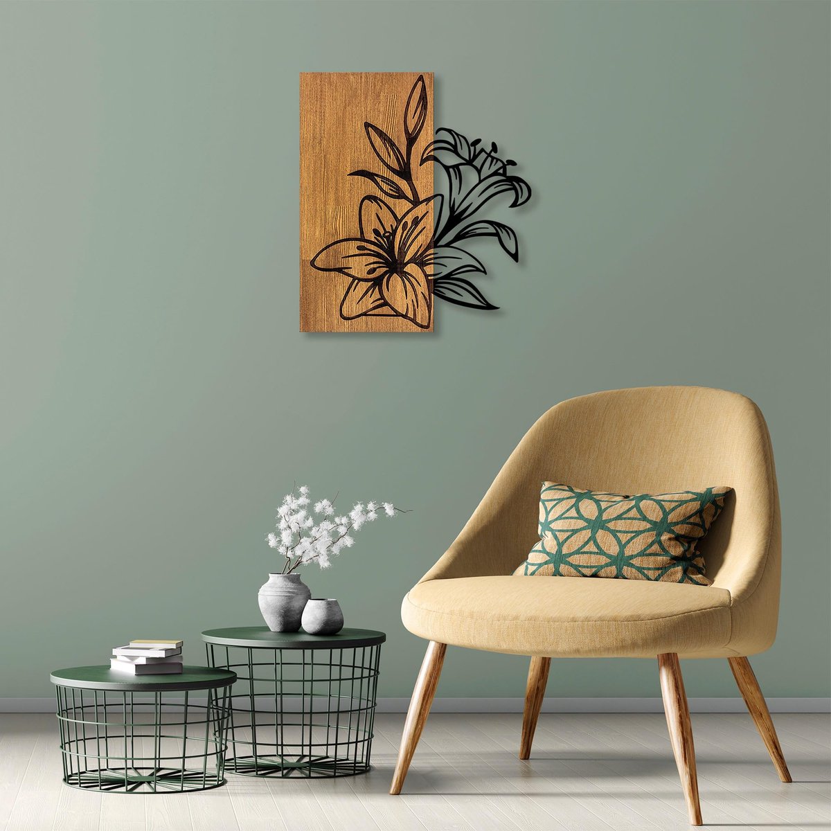 Azomor® Stijlvol houten wanddecoratie met walnoot en zwart voor elk interieur