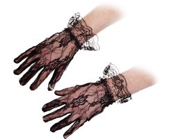 Cottelli Collection - Vingerloze Kanten Handschoentjes met Schulprandje - Zwart M