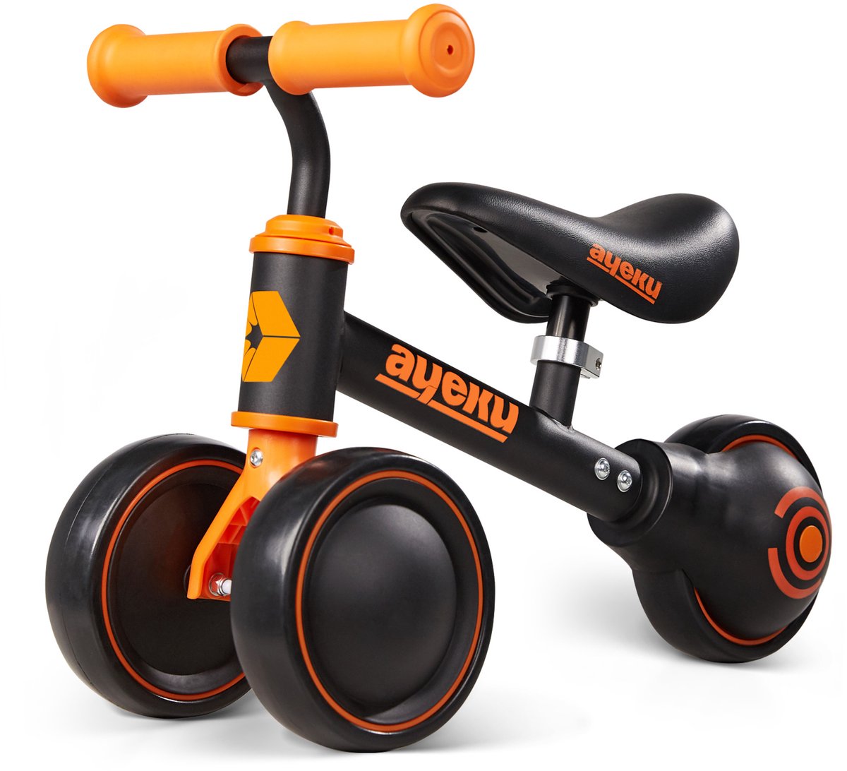 AyeKu - Baby Peuter Loopfiets - Stille Wielen - Verstelbare Zitting - 1-3 jaar - Zwart