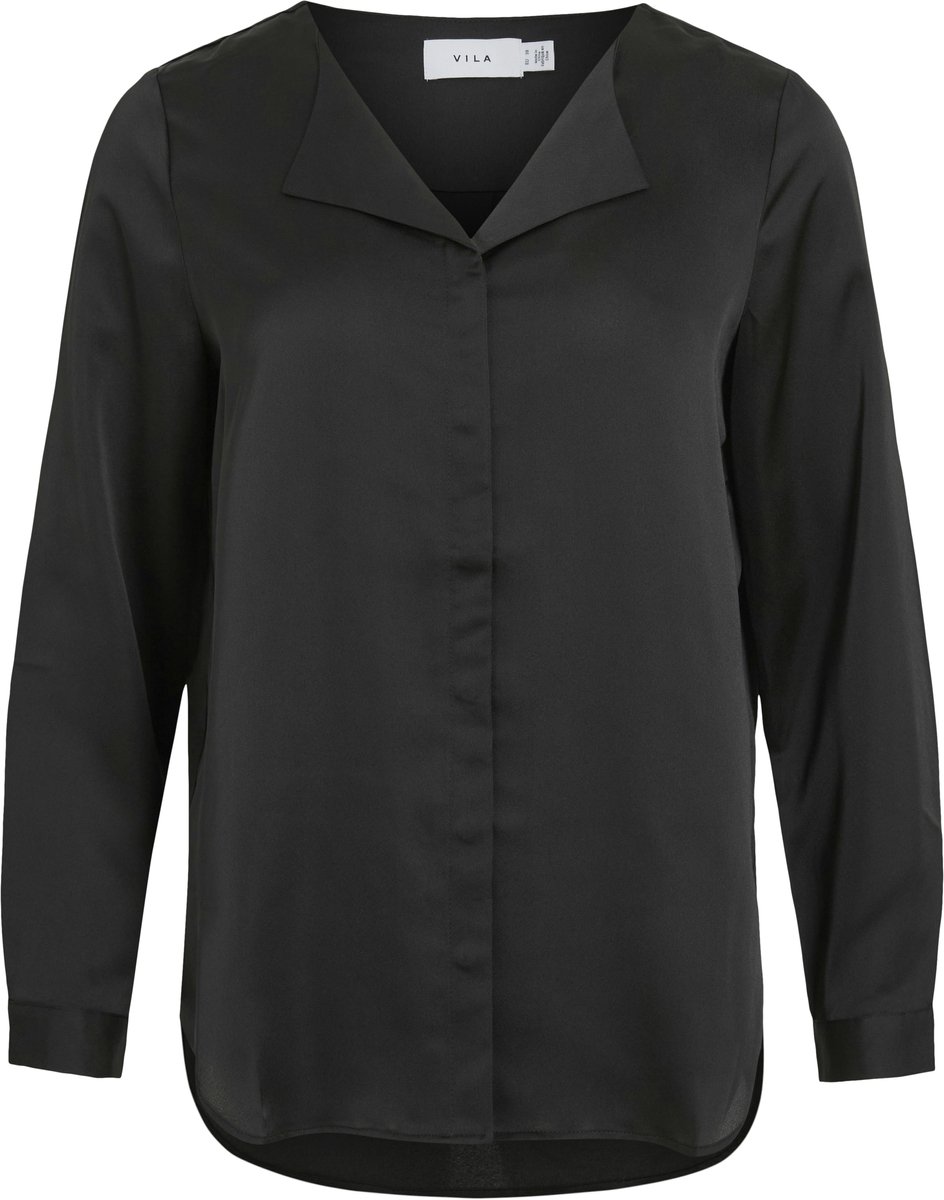 VILA - VIELLETTE V-NECK L/S SATIN SHIRT - NOOS - Dames - Blouses