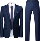 ALLTHEMEN Tweedelig Herenpak - Enkele knoops Middenspleet Slim Fit - Zakelijke en Avondkleding - L