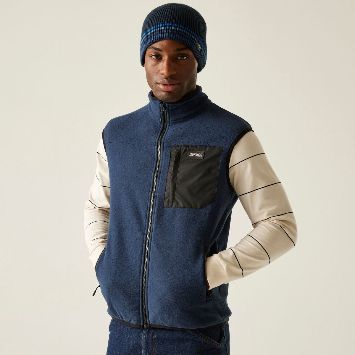 Jas Vest Heren Front Zip Pocket Frankie Blauw
