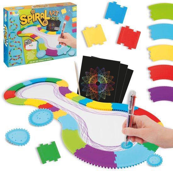 Luxe Spirograaf Designer Art Set - Tekenpakket voor Kinderen - Scratch Art - Montessori Speelgoed - 60pcs Gekleurd Papier - 8pcs Scratch Art Vellen - Vanaf 6 Jaar - Joya Creative