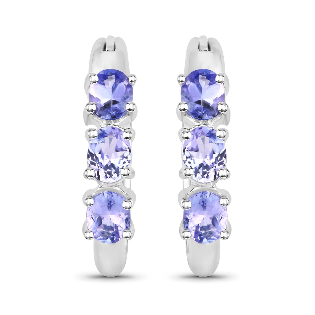 Vira Jewels Ohrringe Silber 925 rhodiniert mit 6 natürlichen violetten Tansaniten